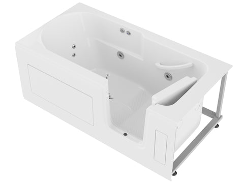 AMZ3060SIRWH - ANZZI 30 in. x 60 in. Right Drain Step-In Walk-In Whirlpool Tub with Low Entry Threshold in White