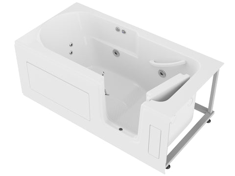 ANZZI 30 in. x 60 in. Right Drain Step-In Walk-In Whirlpool Tub with Low Entry Threshold in White