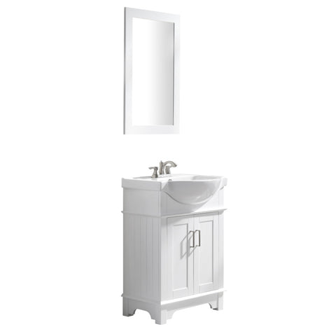 VT-MRCT3024-WH - ANZZI Montbrun 24 in. W x 34 in. H Bath Vanity-Rich White with White Basin and Mirror
