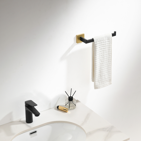 ANZZI 5-Piece Matte Black & Satin Brass Bathroom Accessories Set