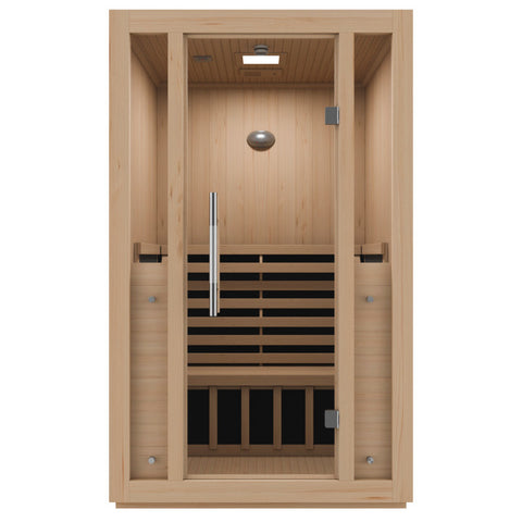 SC-SS0011-0S - SteamSpa SteamSpa Fiji 2-Person Carbon FAR Infrared Hemlock Wooden Indoor Home Sauna Room with LED Touch Control Panel