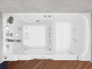 ANZZI 52 in. x 29 in. Left Drain Whirlpool Jetted Bathtub in White with Rounded Toilet and Soft Close Lid