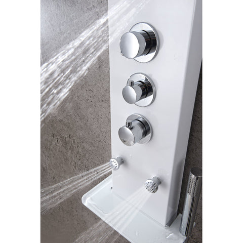 ANZZI Donna 60 in. 6-Jetted Full Body Shower Panel with Heavy Rain Shower and Spray Wand in White