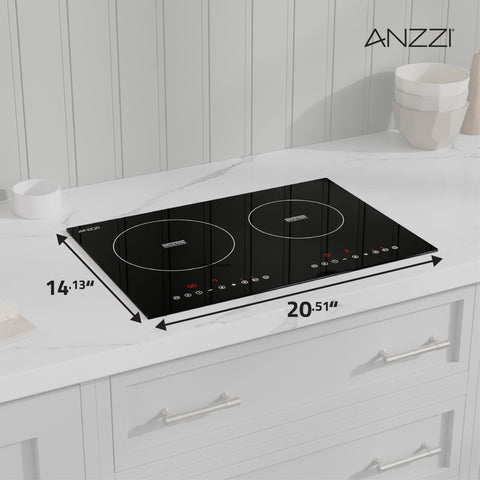 Aurora Collection 20 in. Induction Cooktop in Black with Child Safety Lock, Auto Switch Off, and Dual-Zone Control