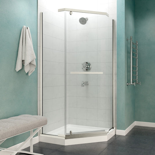 SD-AZ056-01BN - ANZZI Castle Series 49 in. x 72 in. H Hinged Semi-Frameless Shower Door in Brushed Nickel with Tsunami Guard Tempered Glass
