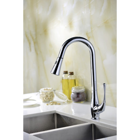 KF-AZ041 - Singer Series Single-Handle Pull-Down Sprayer Kitchen Faucet in Polished Chrome