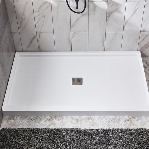 ANZZI Base Series 60 in. L x 32 in. W ANZZI Shower Pan Base with Center Drain in Glossy White Marine Acrylic