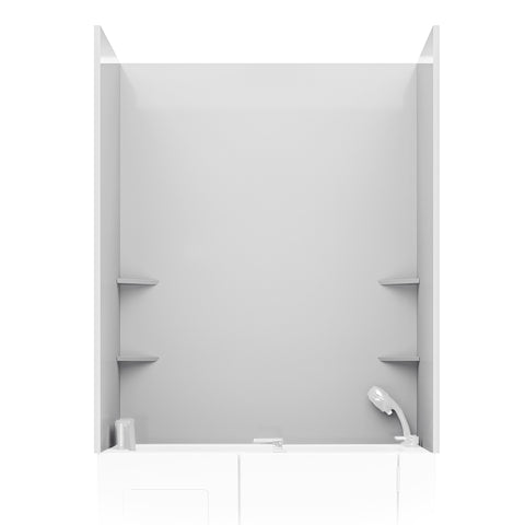 Rampart Series 60 in. W x 60 in. H 2-Piece Glue-Up Acrylic Shower Wall Set in White with Smooth High Glossy Finish