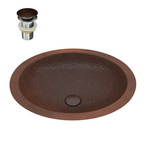 BS-001 - ANZZI Nepal 19 in. Drop-in Oval Bathroom Sink in Hammered Antique Copper