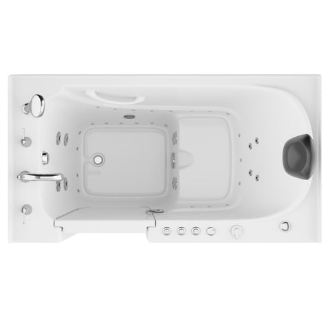 ANZZI 32 in. x 60 in. Left Drain Quick Fill Walk-In Whirlpool and Air Tub with Powered Fast Drain in White