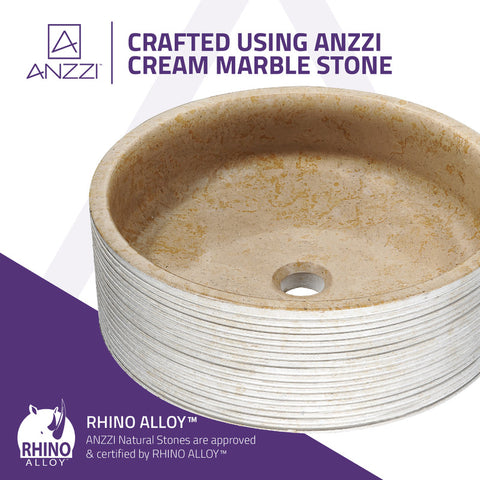 ANZZI Stoic Crown Natural Stone Vessel Sink in Classic Cream