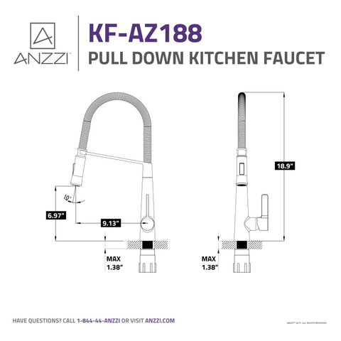 ANZZI Apollo Single Handle Pull-Down Sprayer Kitchen Faucet