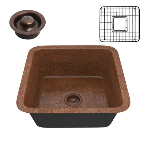 SK-026 - ANZZI Malta Drop-in Handmade Copper 19 in. 0-Hole Single Bowl Kitchen Sink in Hammered Antique Copper