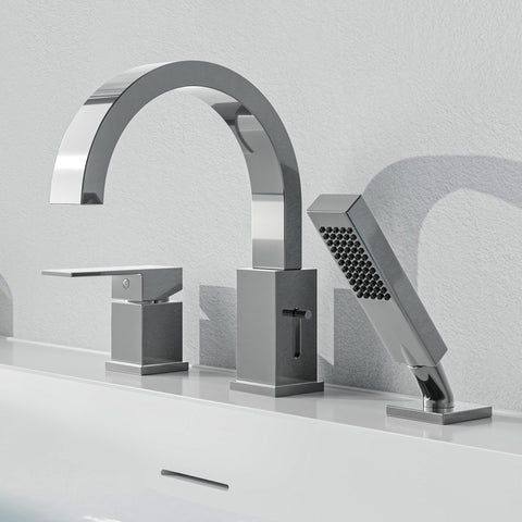 Nite Series Single-Handle Deck-Mount Roman Tub Faucet with Handheld Sprayer in Polished Chrome