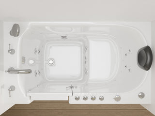 ANZZI 52 in. x 30 in. Left Drain Combination Jetted Bathtub in White with Rounded Toilet and Soft Close Lid