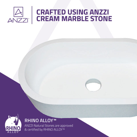 ANZZI Vaine 1-Piece Solid Surface Vessel Sink in Matte White