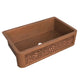 Thracian Farmhouse Handmade Copper 36 in. 0-Hole Single Bowl Kitchen Sink with Flower Design Panel