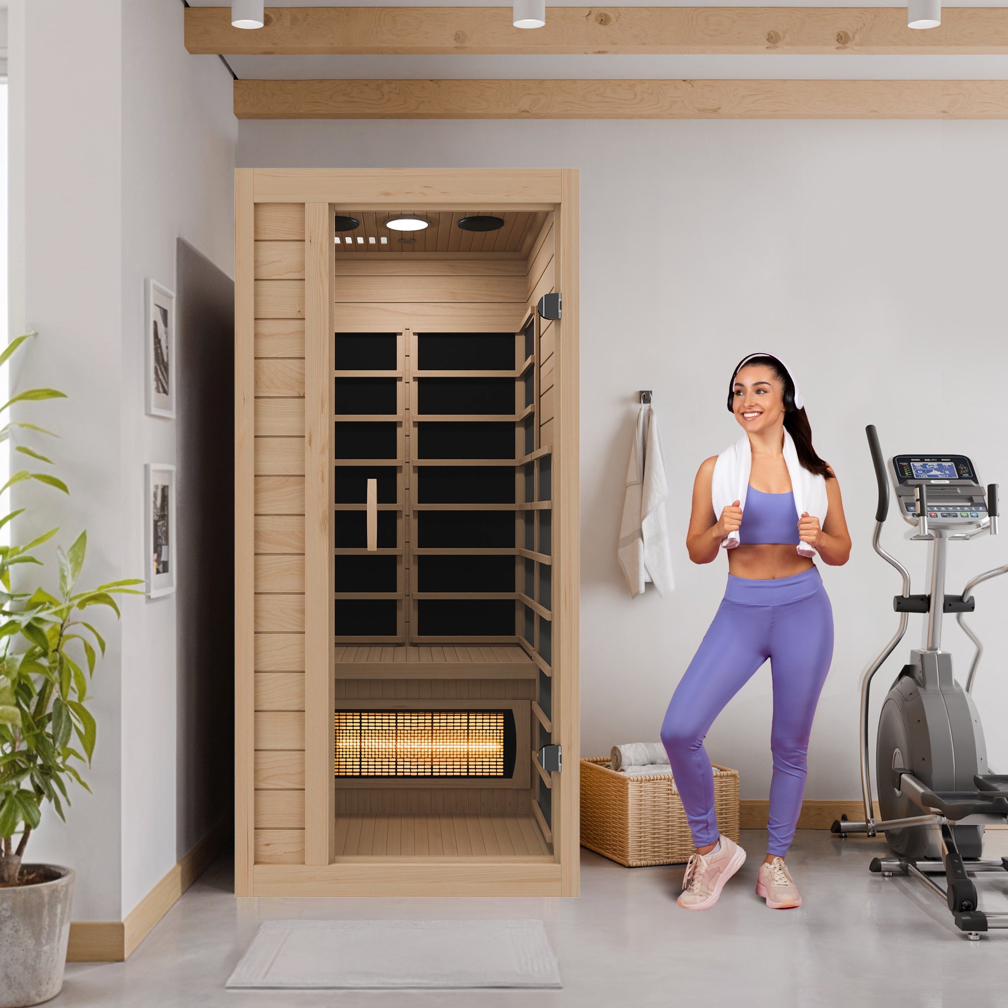 SC-SS0013-GS - SaunaSpa Lucia 1- Person Indoor Hemlock Wooden
