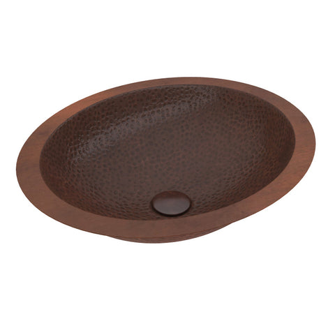 ANZZI Roma 19 in. Drop-in Oval Bathroom Sink in Hammered Antique Copper
