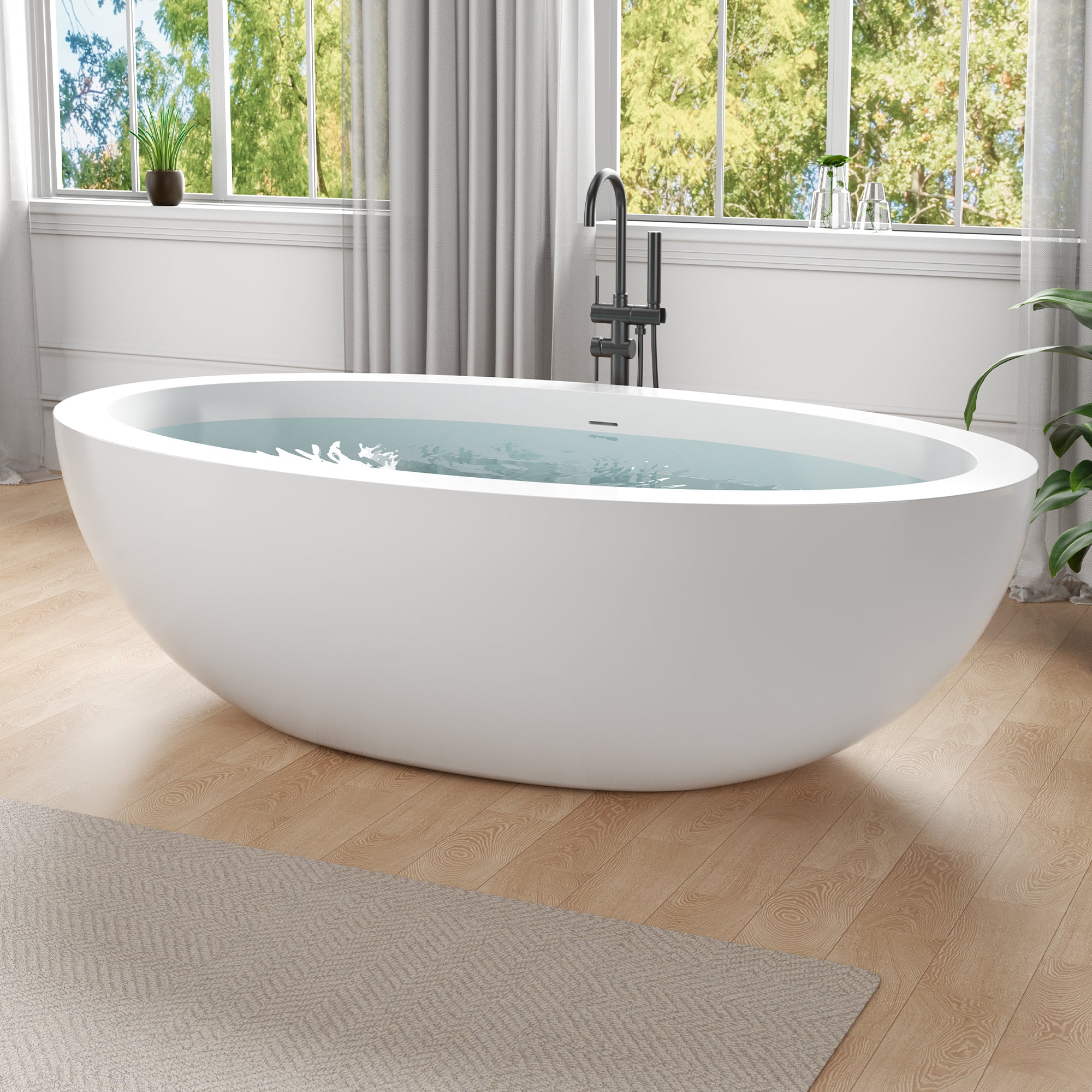 FT-AZ504 - ANZZI Lusso Series 76 in. x 41 in. Flat Bottom Solid