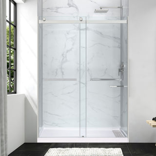 Kahn Series 60 in. x 36 in. Extra-Deep ANR Alcove Shower Base and Frameless Sliding Shower Door Combo