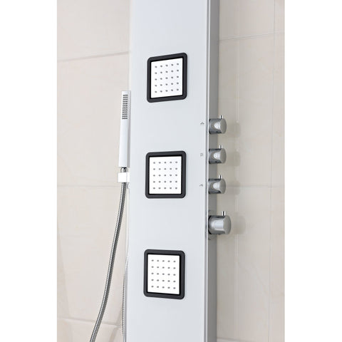 SP-AZ032 - ANZZI Leopard 60 in. 3-Jetted Full Body Shower Panel with Heavy Rain Shower and Spray Wand in White