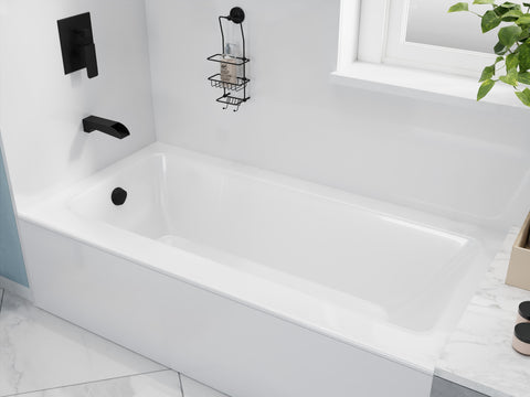 Saba 60 in. Left Drain Soaking Front Skirted Bathtub in White