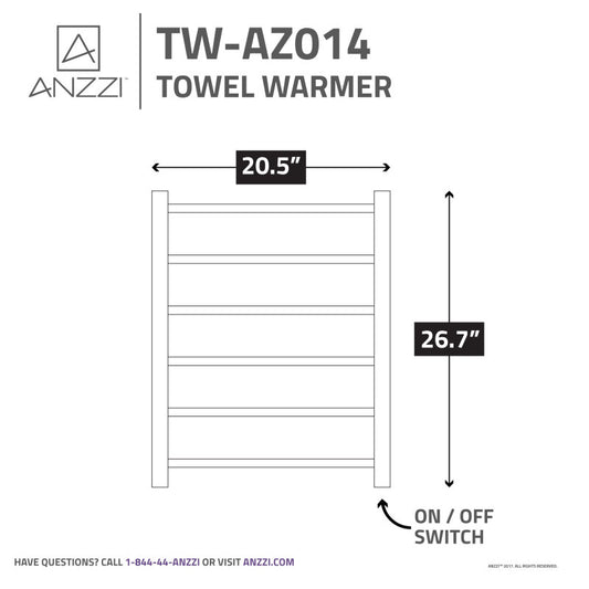 TW-AZ014CH - Charles Series 6-Bar Stainless Steel Wall Mounted Electric Towel Warmer Rack in Polished Chrome