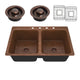 SK-029 - ANZZI Elen Drop-in Handmade Copper 33 in. 4-Hole 50/50 Double Bowl Kitchen Sink in Hammered Antique Copper