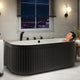 67 in. x 32 in. Flat Bottom Stone Resin Freestanding Whirlpool and Air Bathtub with Center Drain in Black and White