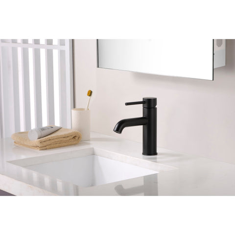 L-AZ107MB - Valle Single Hole Single Handle Bathroom Faucet in Matte Black