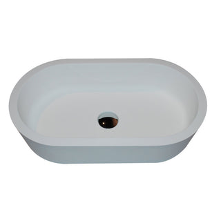 LS-AZ607 - ANZZI Vaine Series 23 in. L x 13 in. W Man Made Oval Solid Surface Freestanding Bathroom Vessel Sink in Matte White Stone