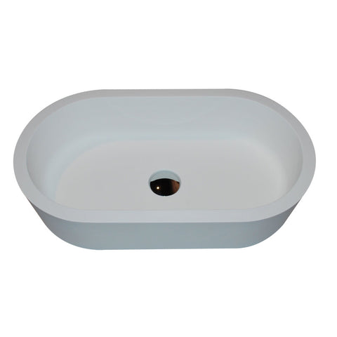 Vaine Series 1-Piece Solid Surface Vessel Sink in Matte White with Fann Faucet in Polished Chrome