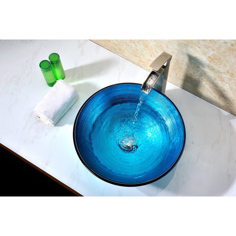 LS-AZ8099 - ANZZI Taba Series Deco-Glass Vessel Sink in Lustrous Blue