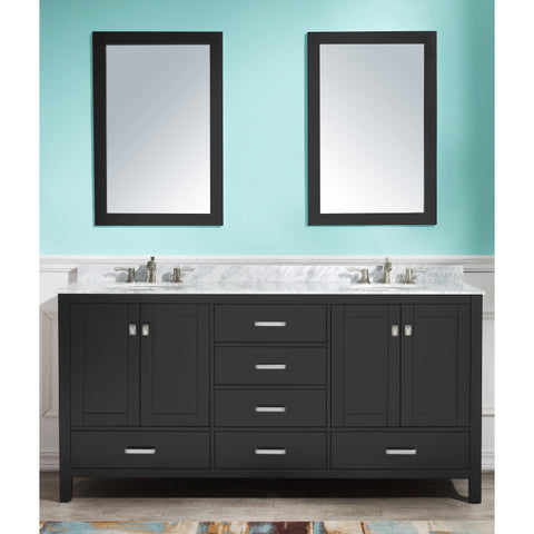 ANZZI Chateau 72 in. W x 22 in. D Bathroom Vanity Set with Carrara Marble Top with White Sink