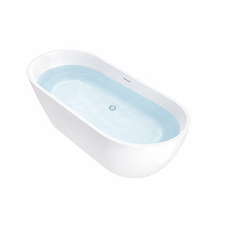 ANZZI Mone Series 67" L Freestanding Soaker Tub with Elegant Contemporary Design, Durable Acrylic Construction, and Built-in Overflow, Glossy White