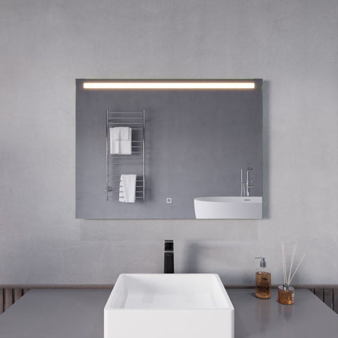 BA-LMDFX017AL - ANZZI 24-in. x 32-in. LED Front/ Bottom Lighting Bathroom Mirror with Defogger