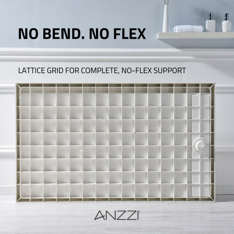ANZZI Shower Base 60 in. L x 32 in. W Shower Pan Base with Right Drain in Glossy White Marine Acrylic