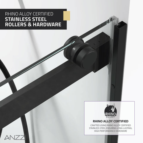 Stellar Series Sliding Frameless Shower Door  with Alcove Shower Base