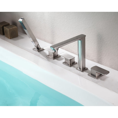 Shore 3-Handle Deck-Mount Roman Tub Faucet with Handheld Sprayer