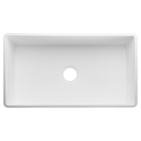 ANZZI Roine Farmhouse Reversible Apron Front Solid Surface 36 in. Single Basin Kitchen Sink in White