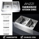 Elysian Farmhouse Stainless Steel 36 in. 0-Hole 60/40 Double Bowl Kitchen Sink