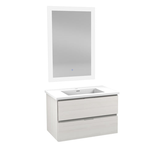 VT-MR3CT30-WH - 30 in W x 20 in H x 18 in D Bath Vanity in Rich White with Cultured Marble Vanity Top in White with White Basin & Mirror