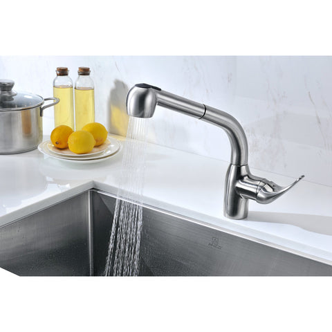 ANZZI Harbour Single-Handle Pull-Out Sprayer Kitchen Faucet in Brushed Nickel