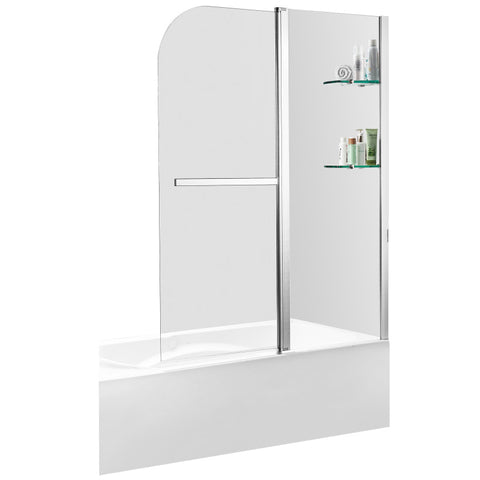 ANZZI 60 in. L x 32 in. W Right Drain Tub in White and 48 in. W x 58 in. H Frameless Tub Door in Brushed Nickel Finish