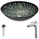 LSAZ043-022 - ANZZI Bravo Series Deco-Glass Vessel Sink in Lustrous Black with Crown Faucet in Chrome