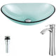 LSAZ076-095B - ANZZI Major Series Deco-Glass Vessel Sink in Lustrous Green with Harmony Faucet in Brushed Nickel