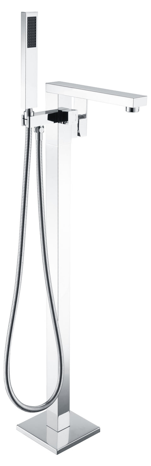 ANZZI Khone Floor Mount Tub Filler (41" H), 2-Handle Control, 60" Hand Sprayer, Solid Brass, cUPC Certified, Various Finishes