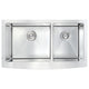 ANZZI Elysian Farmhouse 36 in. Double Bowl Kitchen Sink with Locke Faucet in Brushed Nickel