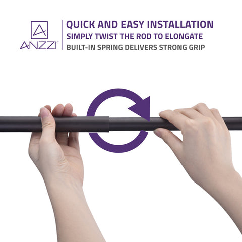 ANZZI 48-88 Inches Shower Curtain Rod with Shower Hooks